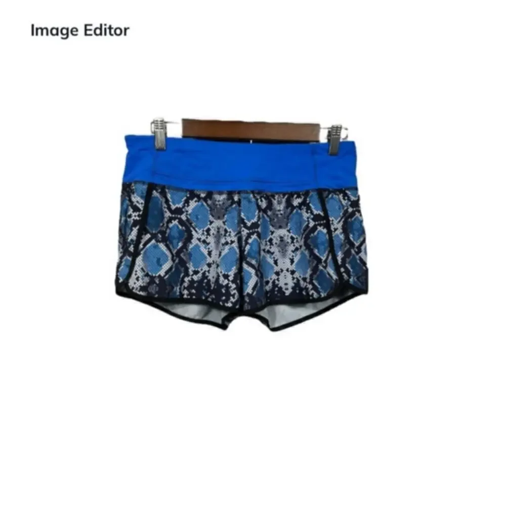 Lululemon Women’s Snake Print Blue Run Speed Short / Size-6